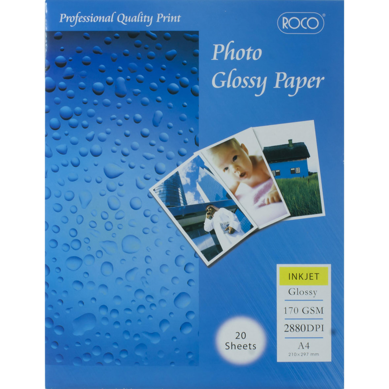 Roco Photo Paper, Glossy, White, A4, 170 gsm, 20 Sheets