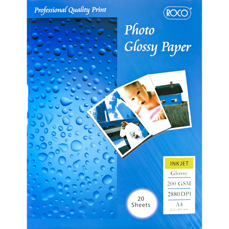 Roco Photo Paper, Glossy, White, A4, 200 gsm, 20 Sheets