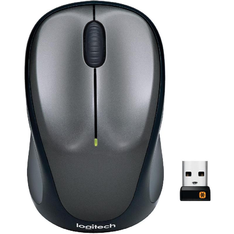Logitech M235 Mouse, Optical 1000 dpi, Wireless (2.4 GHz RF), Black/Grey