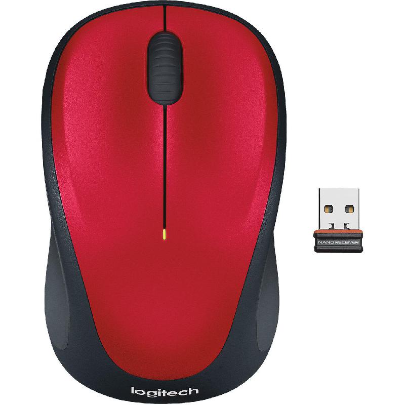 Logitech M235 Mouse, Optical 1000 dpi, Wireless (2.4 GHz RF), Red