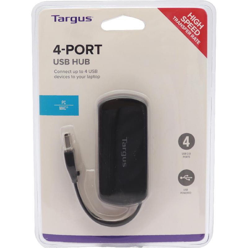 Targus USB Hub, USB 2.0, 4 Port (USB-A), Black