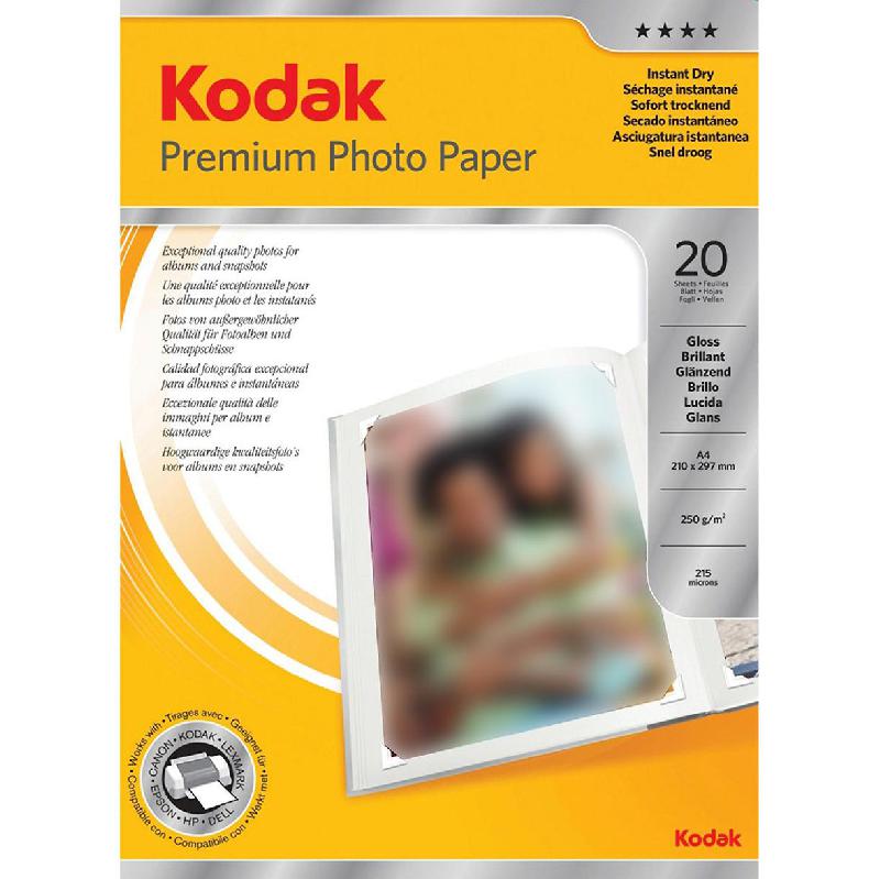 Kodak Premium Photo Paper, Super Glossy, White, A4, 230 gsm, 20 Sheets