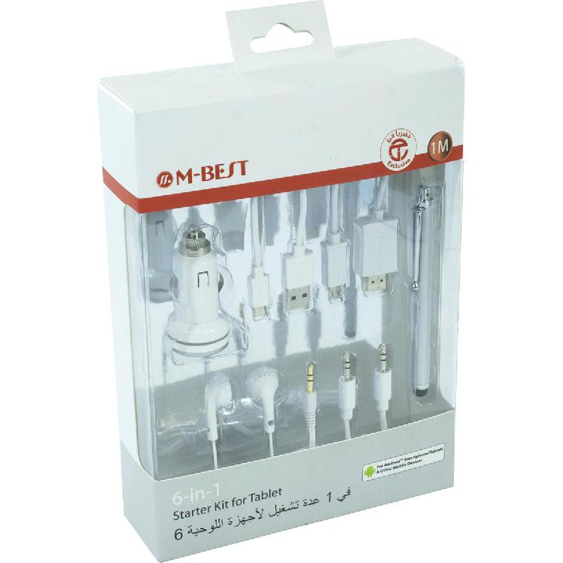 6-in-1 Starter Pack Smartphone Accessory Bundle, for Android OS Smartphone, Assorted Color