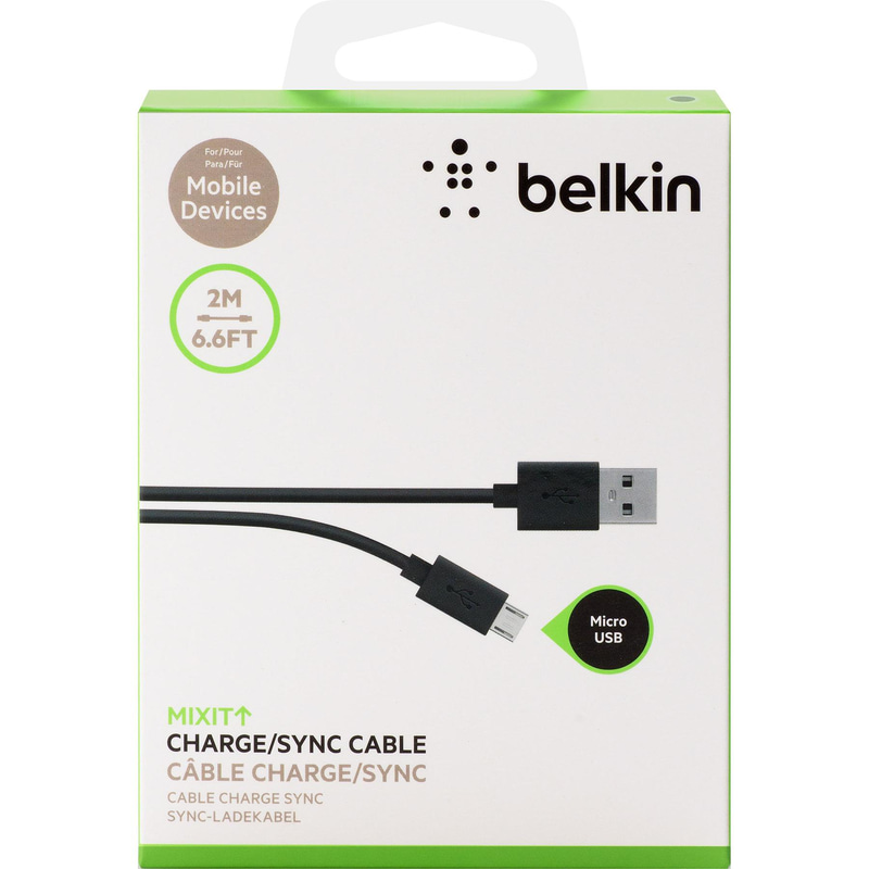 Belkin Micro USB to USB 2.0 Sync & Charge Cable, 2.00 m ( 6.56 ft ), Black