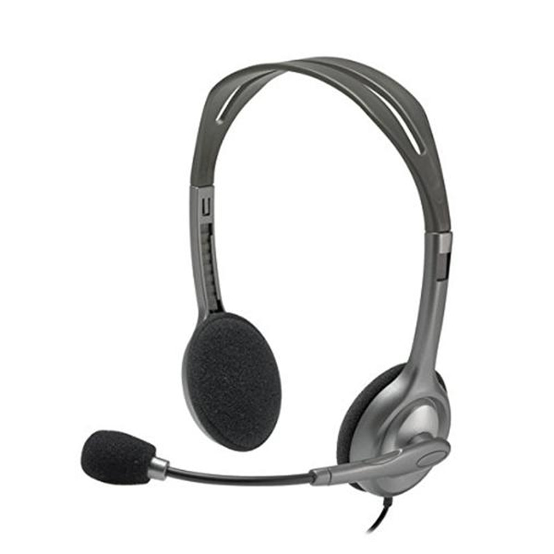 Logitech H111 Stereo On-Ear Headphones, Wired, 3.5 mm Connector, Rotating Microphone, Silver