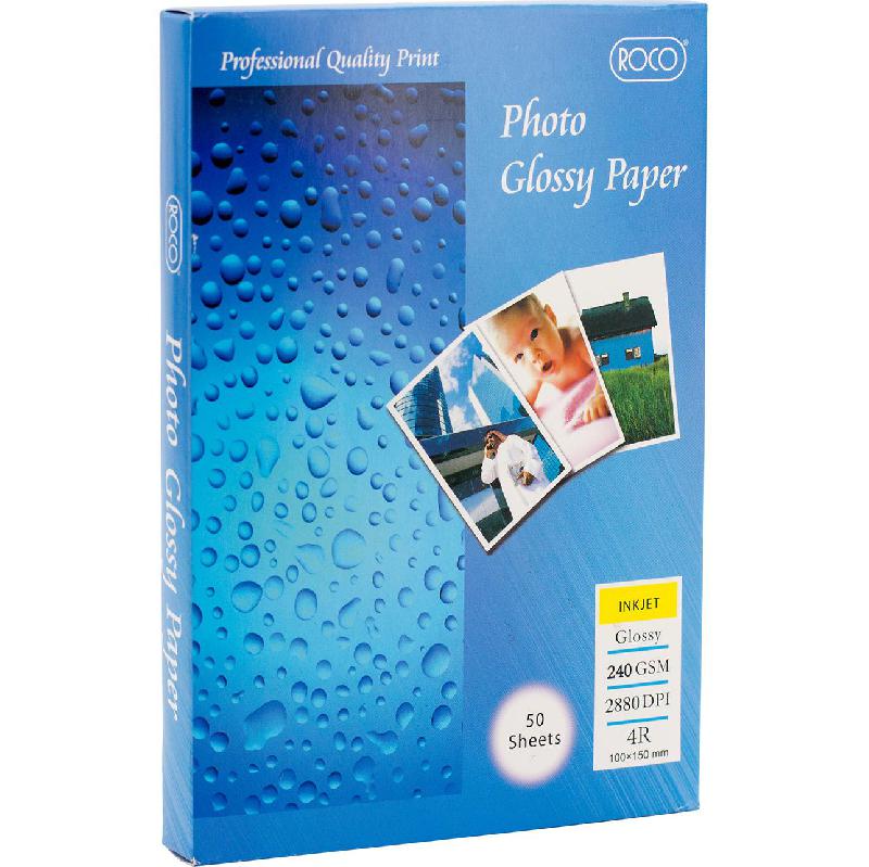 Roco Photo Paper, Glossy, White, 10 X 15 cm, 240 gsm, 50 Sheets