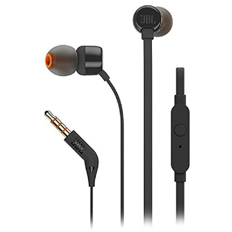 JBL Tune 110 In-Ear Earphones, Wired, 3.5 mm Connector, In-line Microphone, Black