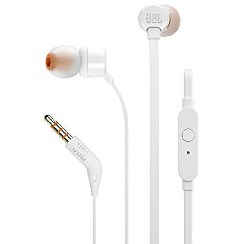 JBL Tune 110 In-Ear Earphones, Wired, 3.5 mm Connector, In-line Microphone, White