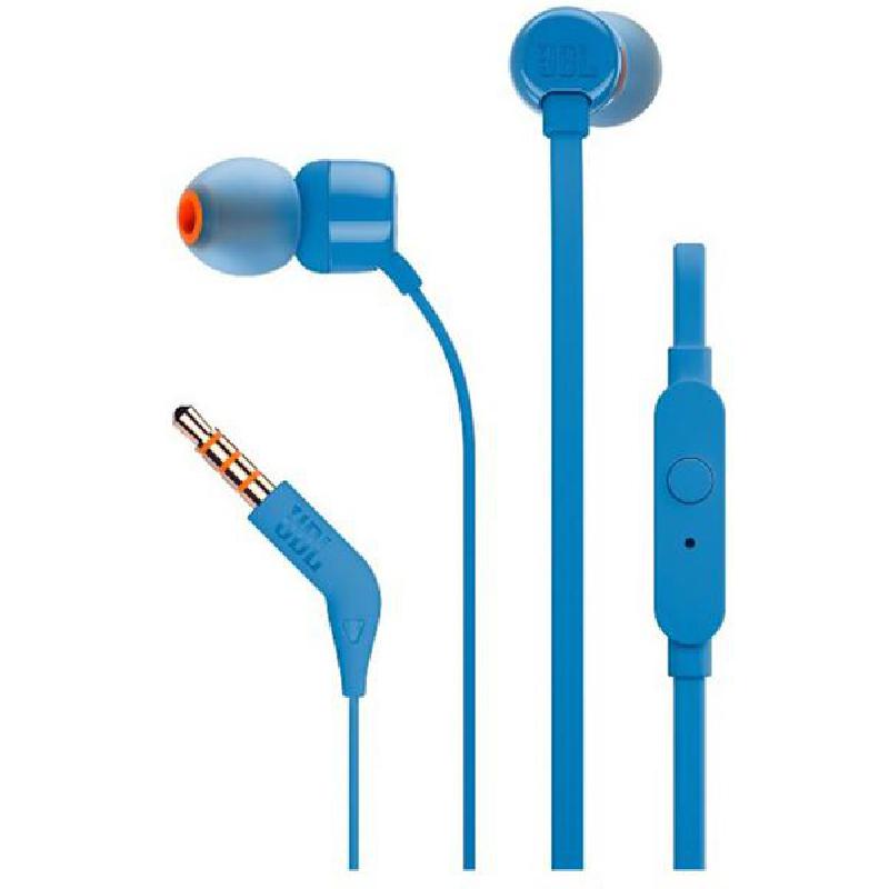 JBL Tune 110 In-Ear Earphones, Wired, 3.5 mm Connector, In-line Microphone, Blue