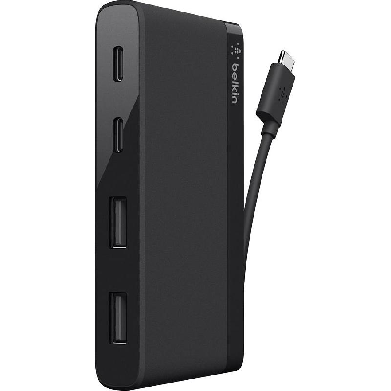 Belkin USB Hub, USB-C (3.1), 4 Port (2X USB-A/2X USB-C), Black