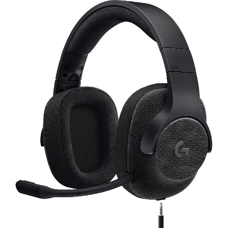 Logitech G433 7.1 Surround Gaming Headset, Wired, 3.5 mm Connector/USB, Detachable Microphone, Black