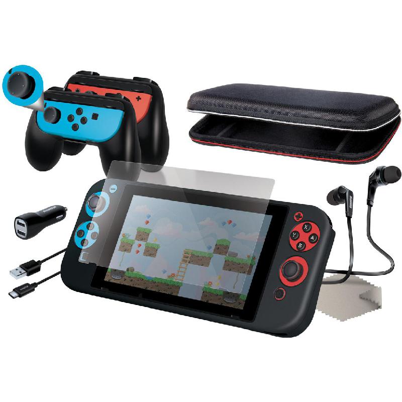 dreamGEAR Starter Kit, Travel Case;Joy-Con;2 J-Stick Caps;USB C-Charger;C T-Cable;Screen Protector, for Nintendo Switch, Black