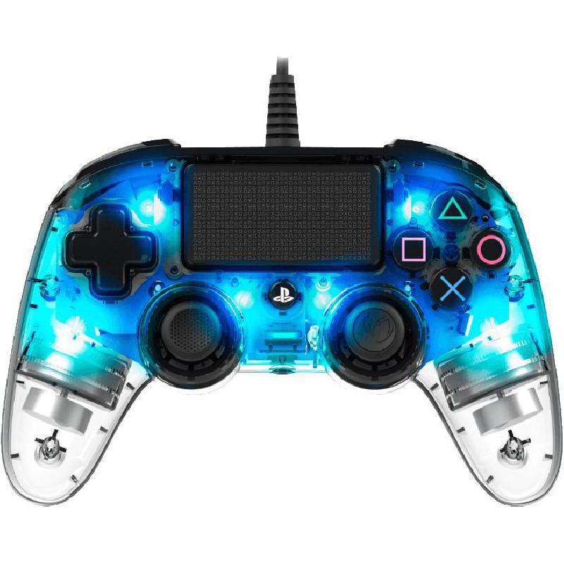 Nacon Illuminated Compact Controller, Wired, for PlayStation 4, Transparent Blue