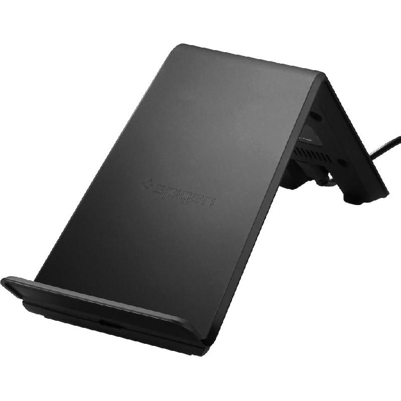 Spigen F303W Essential Wireless Charging Stand, Fast Battery Charging, 9 Watts, Black