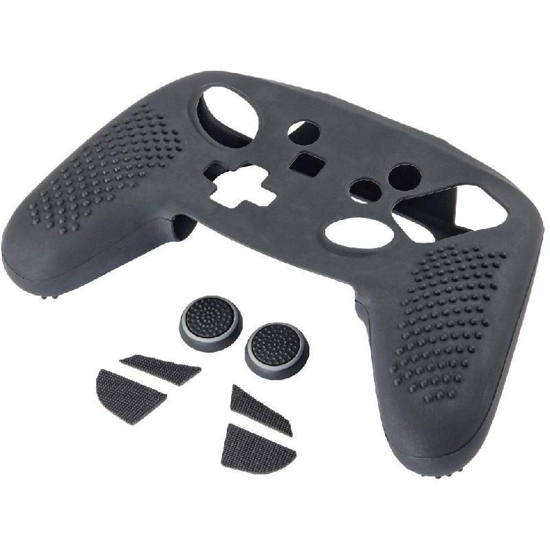 Hama 7-in-1 Accesories Package, Grip Protective Cover;2 Control Caps;4 Trigger Caps, for Nintendo Switch, Black