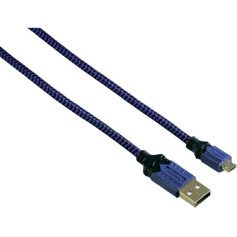Hama Micro USB to USB 2.0 Sync & Charge Cable, 2.50 m ( 8.20 ft ), Blue/Black