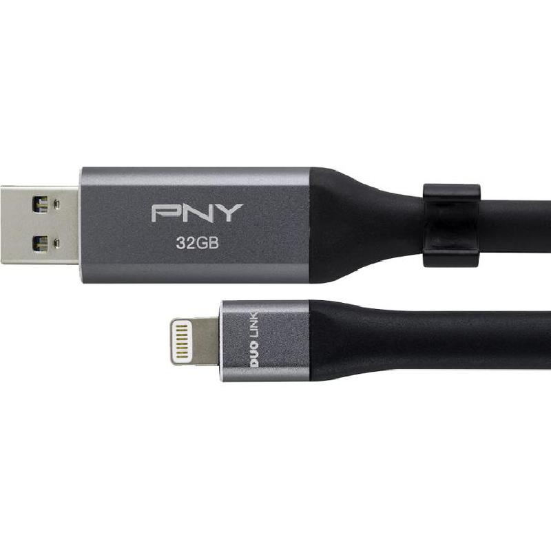 PNY TECHNOLOGIES Duo-Link 3.0 OTG Drive (Lightning/USB), 32 GB, Grey