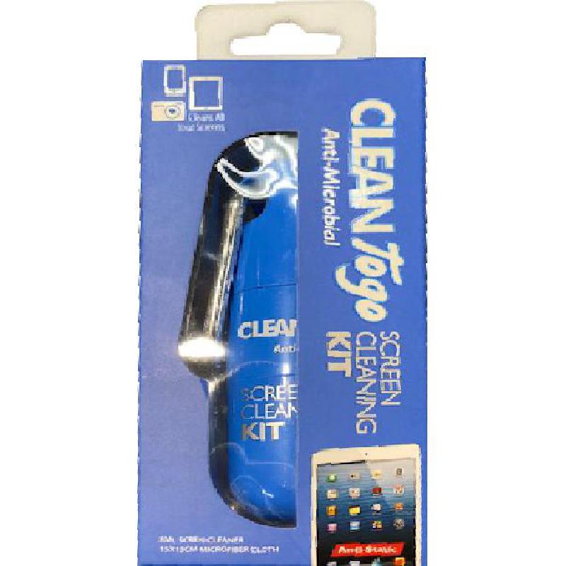 4Clean CLEAN Togo Antimicrobial Screen Cleaning Kit (Blue) Screen Cleaning Kit, Screen Cleaner: 8 ml;Cloth: 15 X 15 cm, Blue