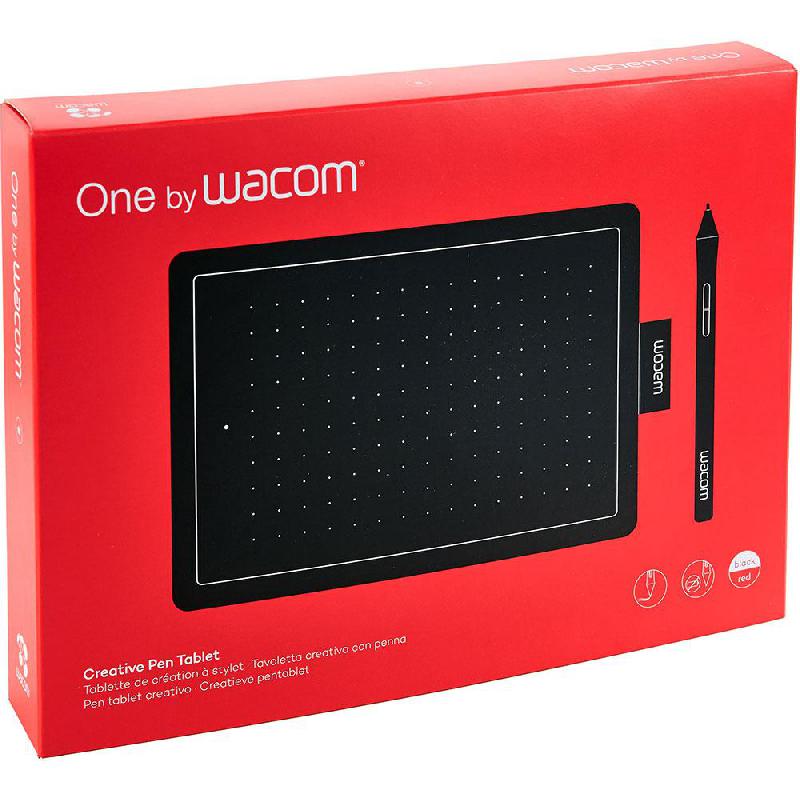 Wacom One (CTL-472-N) Creative Graphic Tablet, Wired, Mac OS/Windows, Red/Black — 3