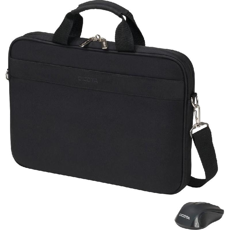 Dicota Top Traveller Wireless Mouse Kit Laptop Messenger Bag with Accessory, for 15.6" (Device), Black