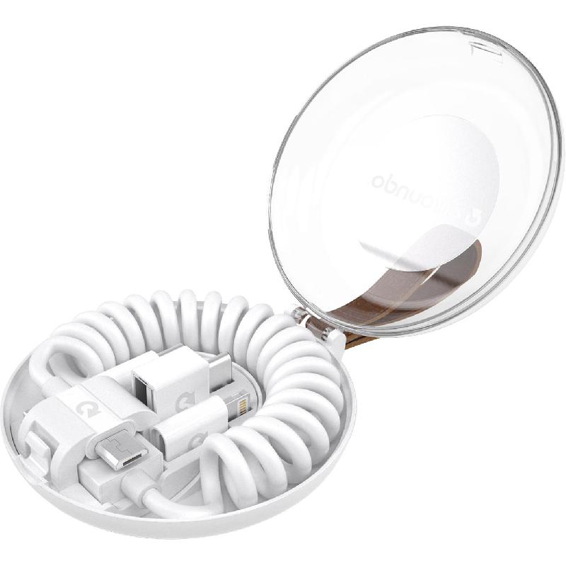 Allroundo 3-in-1 Cable (USB 2.0/Micro USB/Lightning/USB-C) Cable Adapter, White