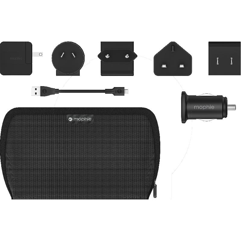 Mophie Charge Stream Global Travel Kit, Qi/PMA, Black