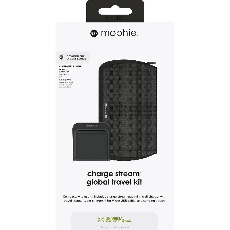Mophie Charge Stream Global Travel Kit, Qi/PMA, Black — 2