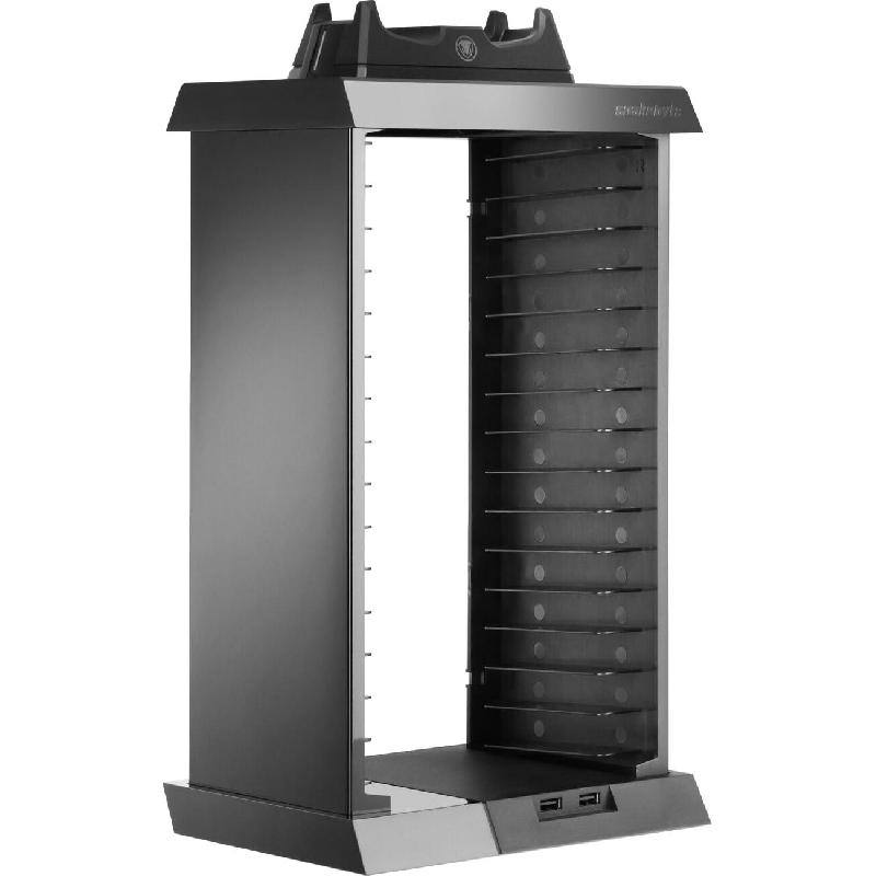Snakebyte Charge:Tower Pro Disc Cabinet, USB Hub & Dual Charging Station, for PlayStation 4, Black