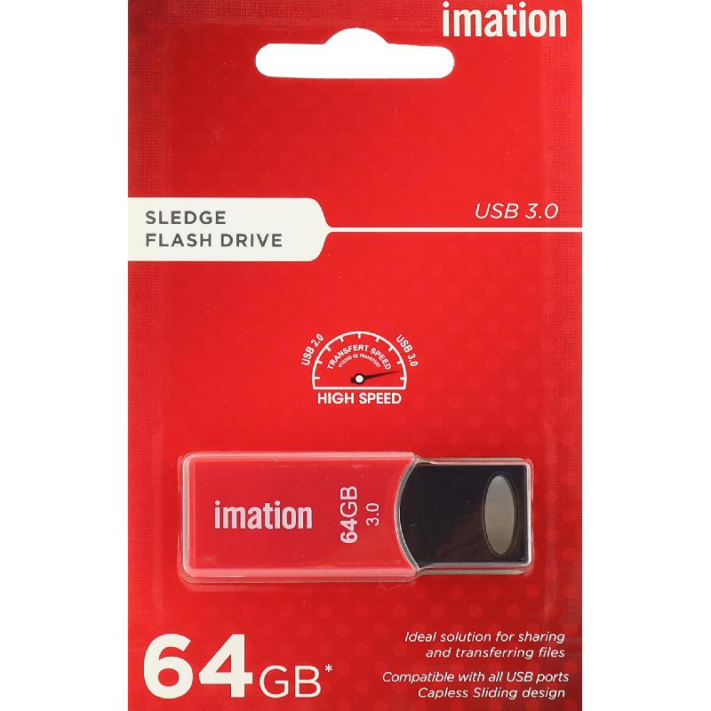 Imation Sledge USB 3.0 Flash Drive, 64 GB, Black