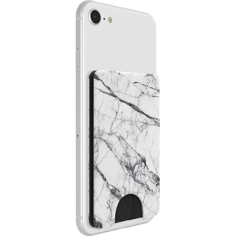 Popsockets PopWallet Card Holder Phone Wallet, for Selected Smartphone, White Marble — 2