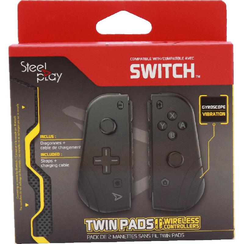 SteelPlay Twin Pads Joy-Con (L)/(R) Wireless Controller, for Nintendo Switch, Black/Grey