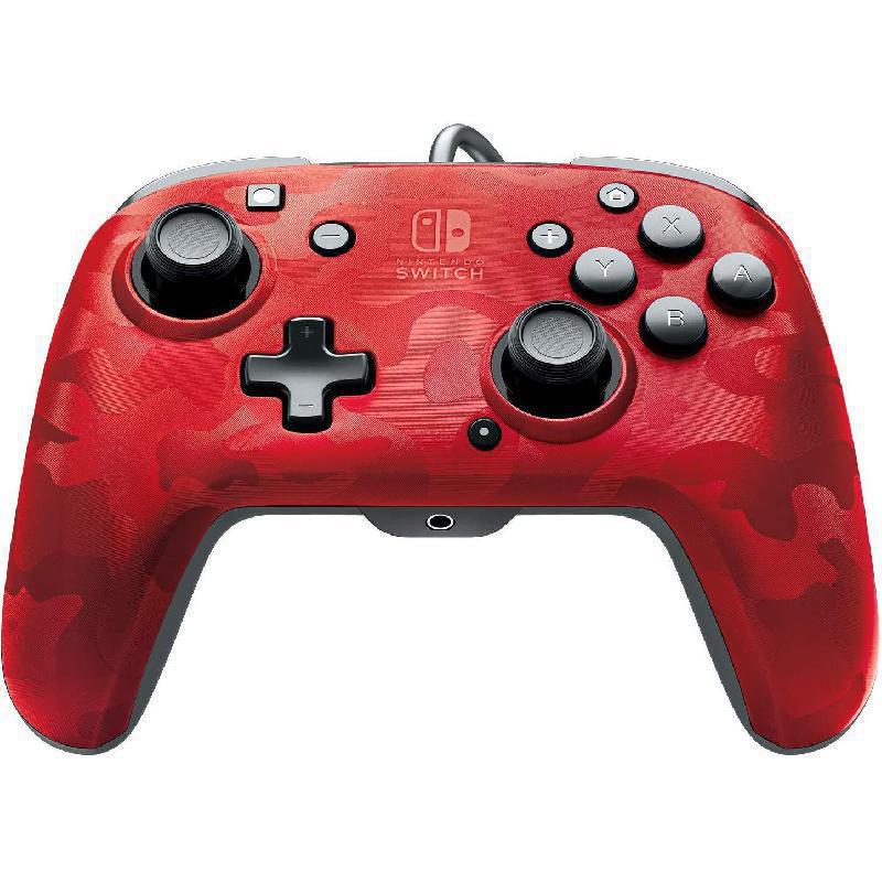 PDP Deluxe Faceoff Controller, Wired, for Nintendo Switch, Red Camouflage