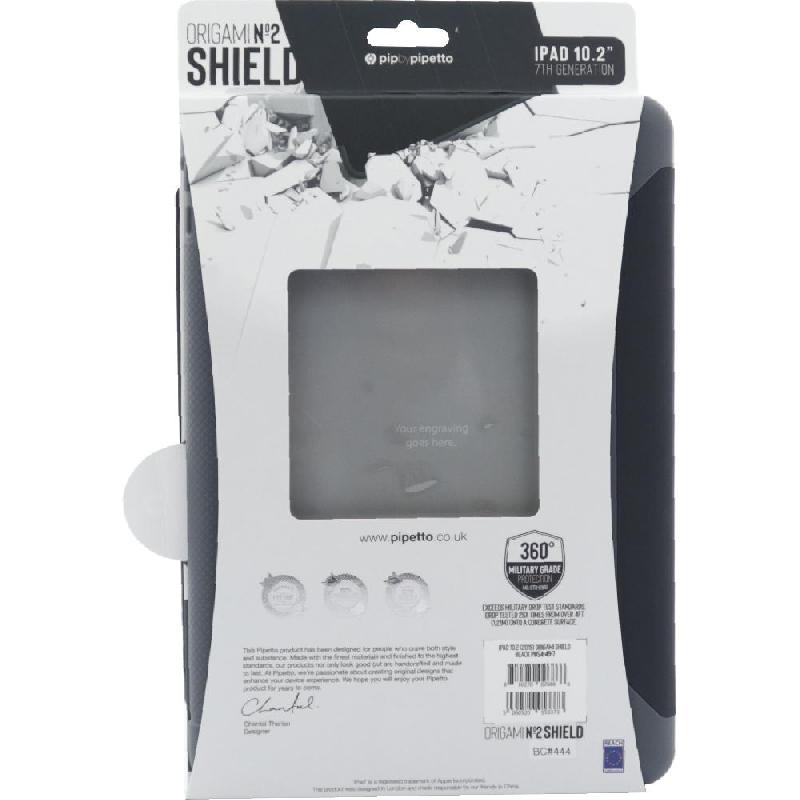 PIPETTO Origami Shield Folio Tablet Case, for iPad 10.2 - 2019, Black