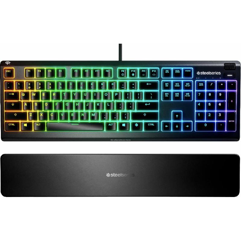 SteelSeries Apex 3 RGB Membrane Gaming Keyboard, Wired, for Devices with Windows/macOS/ChromeOS/Xbox/PlayStation, Black