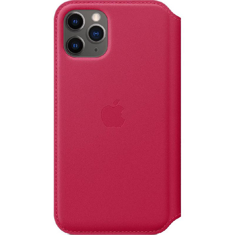 Apple Leather Folio Flip Cover Mobile Case, for iPhone 11 Pro, Raspberry
