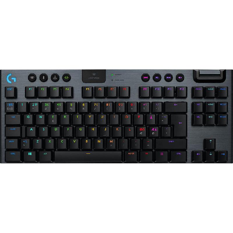 Logitech G915 TKL Clicky, LIGHTSPEED RGB Mechanical Gaming Keyboard, Bluetooth/Wireless (2.4 GHz RF), for Devices with Windows/macOS, Carbon Black