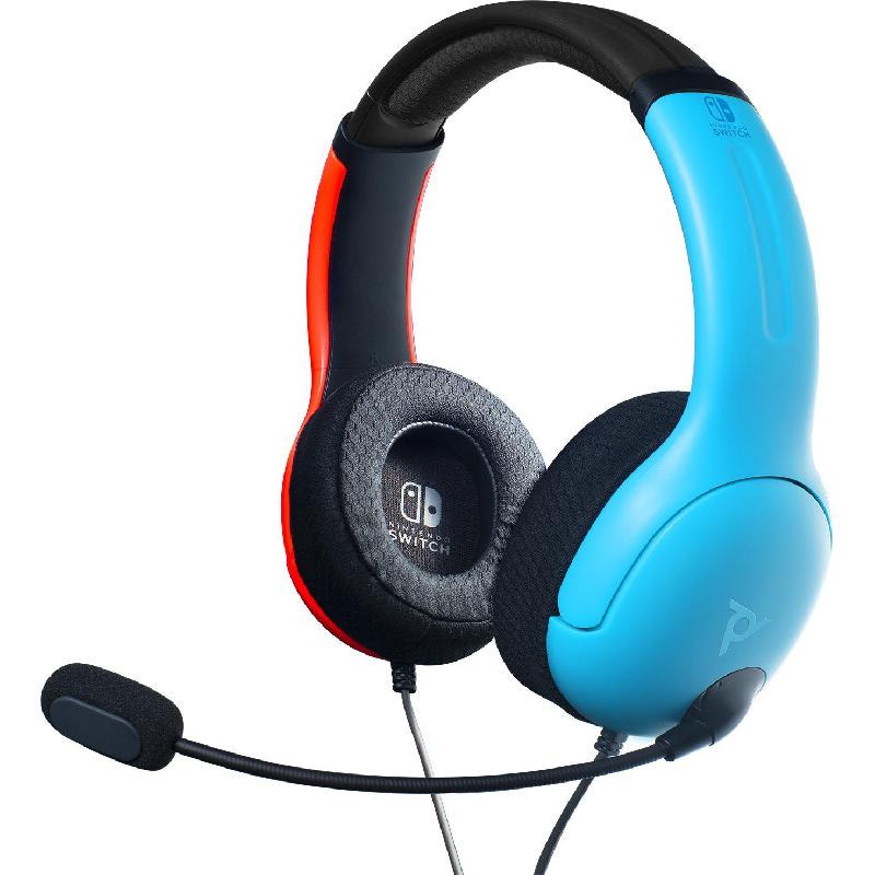 PDP LVL40 Stereo Gaming Over-Ear Headphones, Noise Cancelling Microphone, Wired, 3.5 mm Connector, Rotating Microphone, Blue/Red