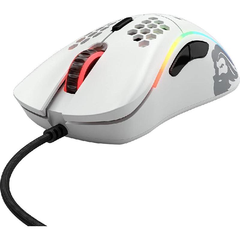 Glorious Model D- Gaming Mouse, Wired, Optical, PixArt PMW 3360 12000 dpi, Matte White — 2