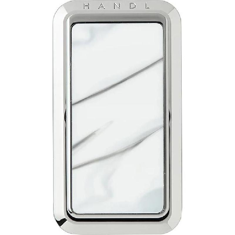 HANDL Stick Marble Smartphone Grip, Universal, for Most Devices, White/Silver