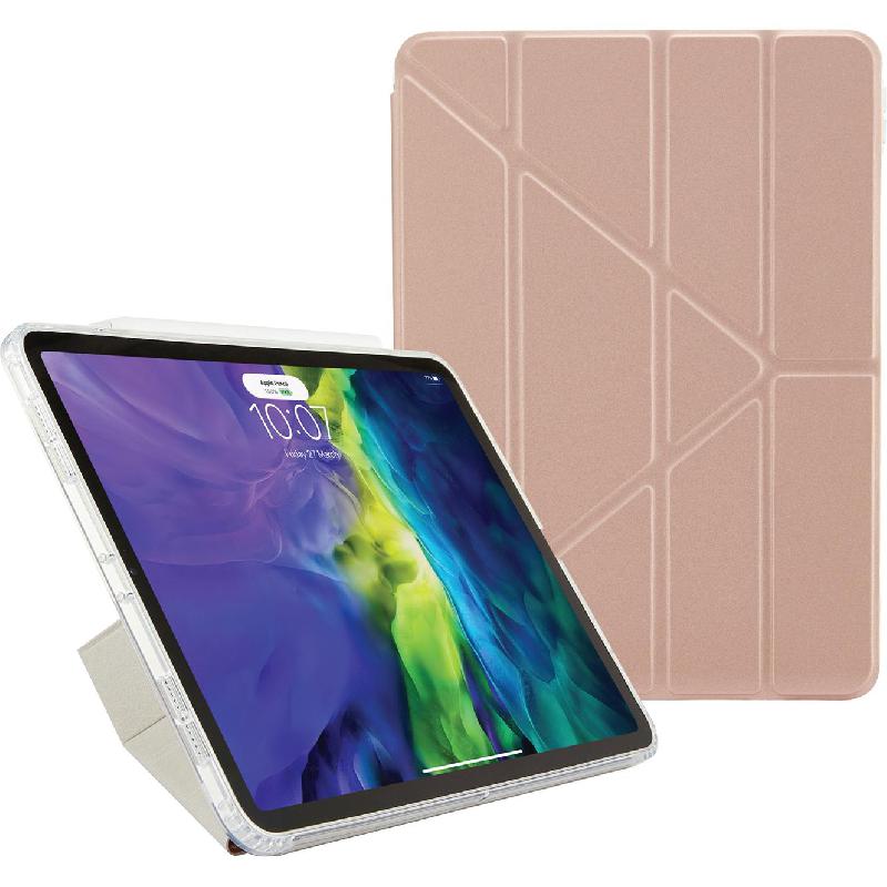 PIPETTO Metallic Origami Folio Tablet Case, for iPad Air 11 M2/iPad Air 5th Gen/iPad Air 4th Gen, Rose Gold