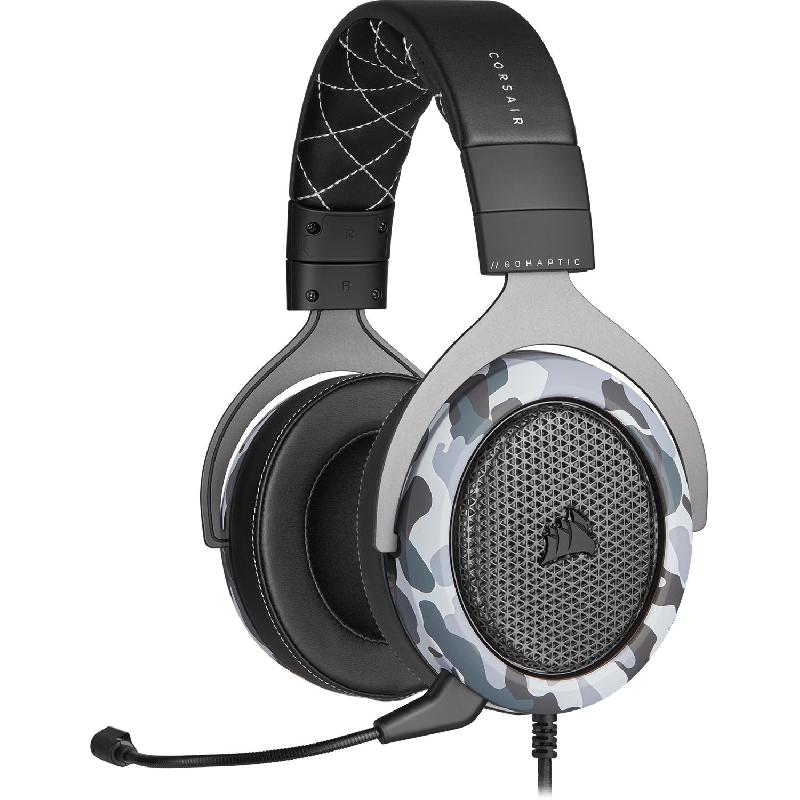 CORSAIR HS60 Haptic Bass Stereo Gaming Headset, Wired, USB, Unidirectional/Detachable Microphone, Camouflage