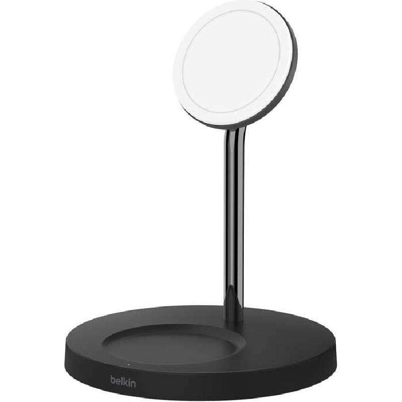 Belkin BoostCharge Pro 2-in-1 Magnetic Wireless Charger Stand, Qi/PMA, 15 Watts, Black