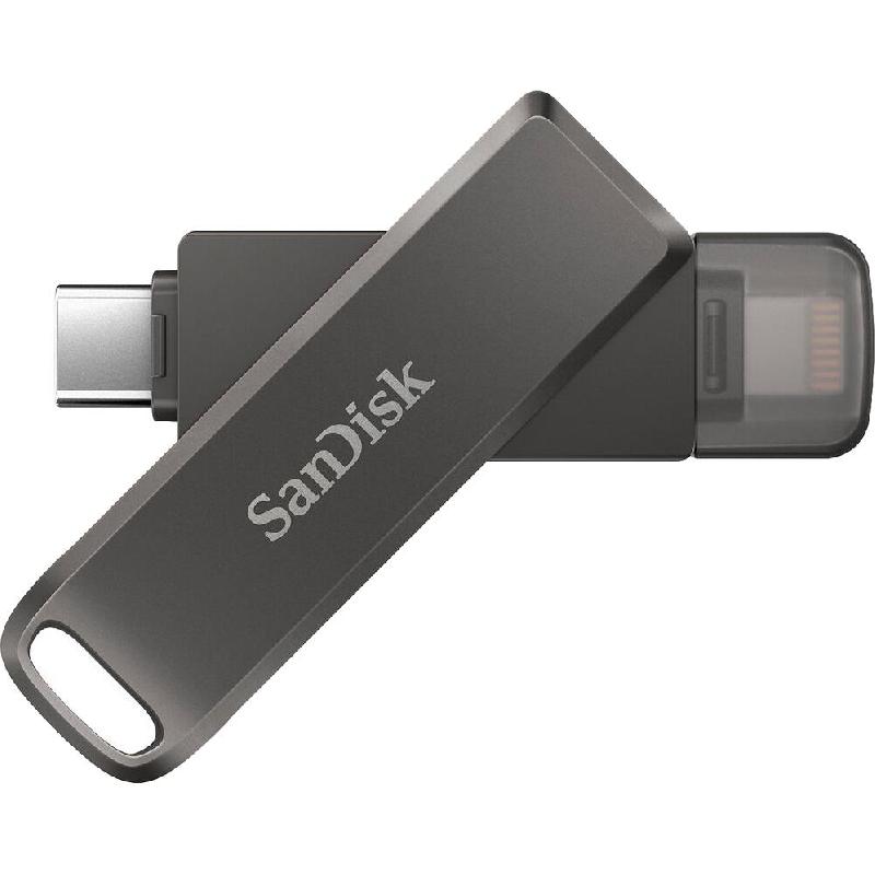 SanDisk iXpand Luxe OTG Drive (Lightning/USB-C), 128 GB, Black