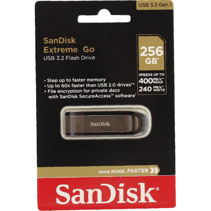 SanDisk Extreme Go USB Flash Drive, 256 GB, Black