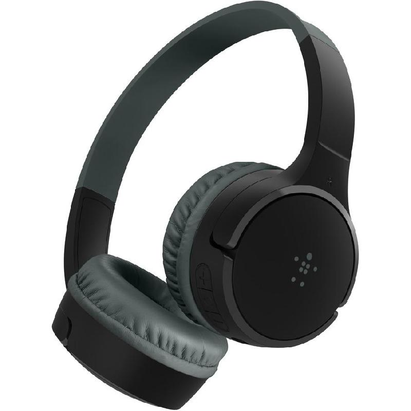 Belkin SoundForm Mini Kids On-Ear Headphones, Bluetooth/Wired (Optional), USB (Charging), Built-in Microphone, Black
