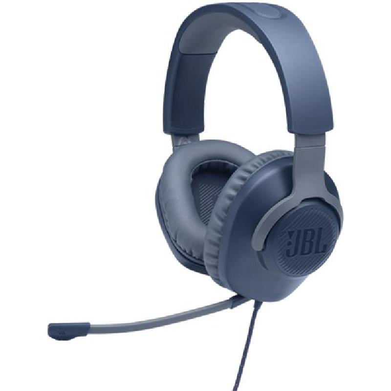 JBL Quantum 100 Over-Ear Headphones, Wired, 3.5 mm Connector, Detachable Microphone, Blue