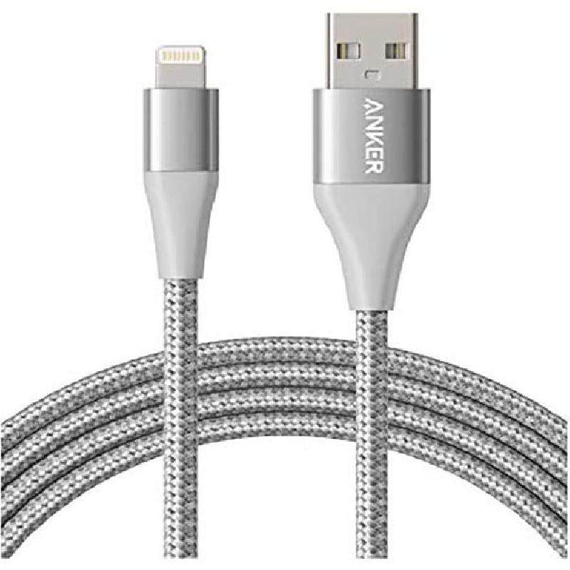 Anker PowerLine+ II Lightning to USB Sync & Charge Cable, 3.00 ft ( 91.44 cm ), Silver