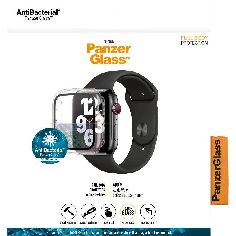 PanzerGlass Full Body Protection Smartwatch Fit Case, for Apple Watch SE 3 40, Clear