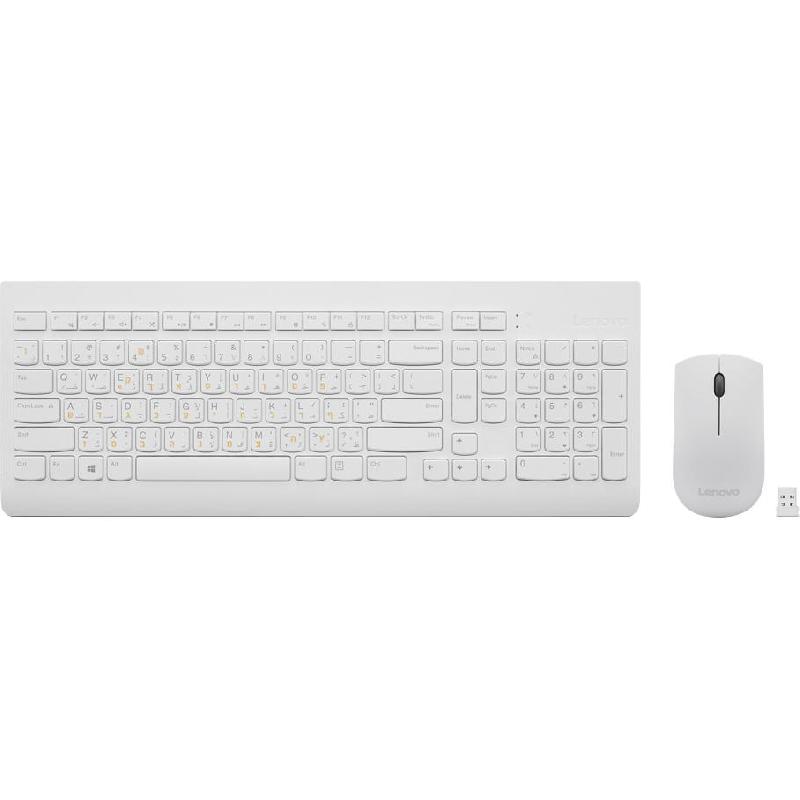 Lenovo 510 Arabic 253 Wireless Combo Desktop (Keyboard and Mouse), Wireless (2.4 GHz RF), for Laptop/Desktop Computer/Gaming Desktop Computer/CPU (Windows OS), White