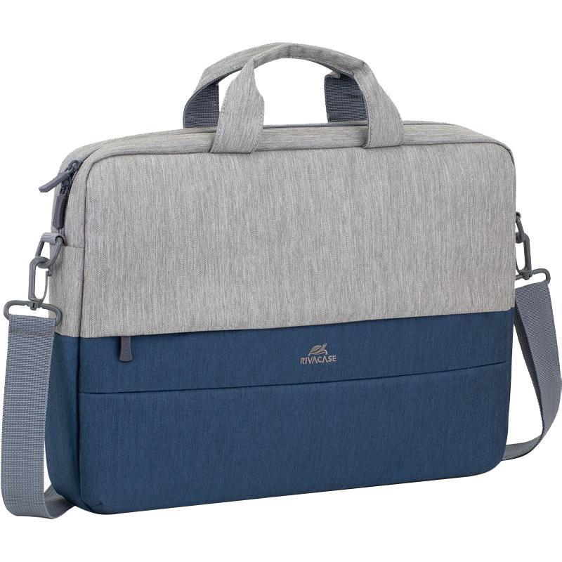Rivacase Prater Anti-theft Laptop Messenger Bag, for 15.6" (Device), Grey/Dark Blue